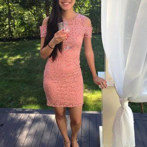 Lined Light Pink Lace Ambiance Dress | Size S